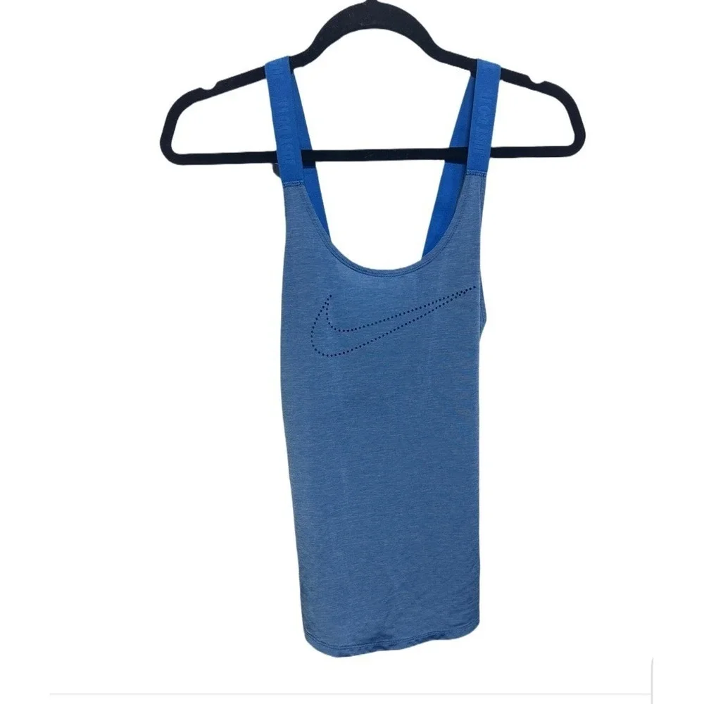 Nike DRI-FIT RacerBack Tank Top Just Do It Shirt Blue Womens Size Small Athletic